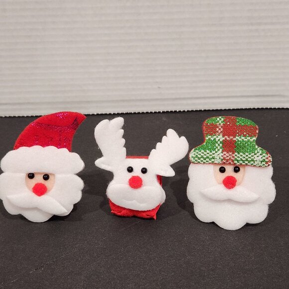 3-Christmas Themed Slap Bracelets Santa & Reindeer Felt Red Band Kids Elf Gifts - Picture 1 of 9